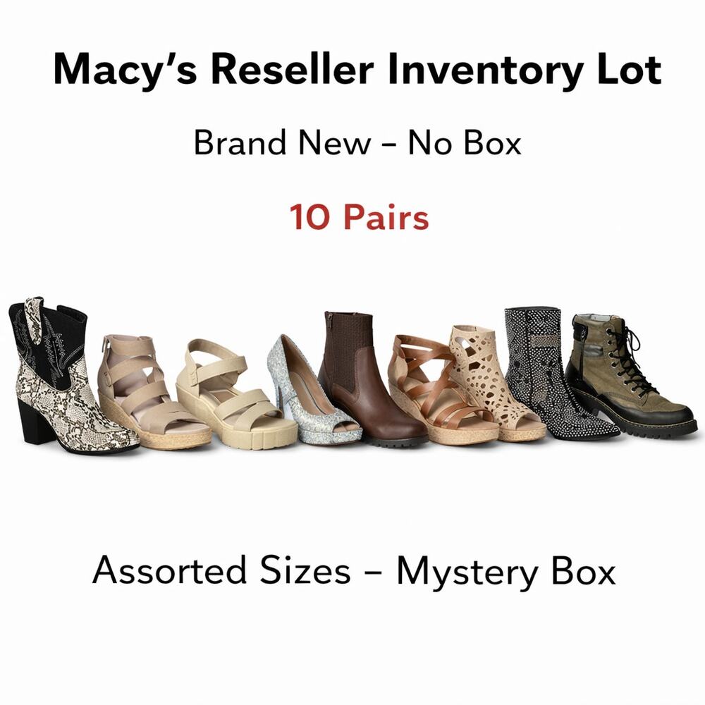 10 Pairs Mystery Shoe Lot Macys Brands New Reseller Inventory Bulk Boutique